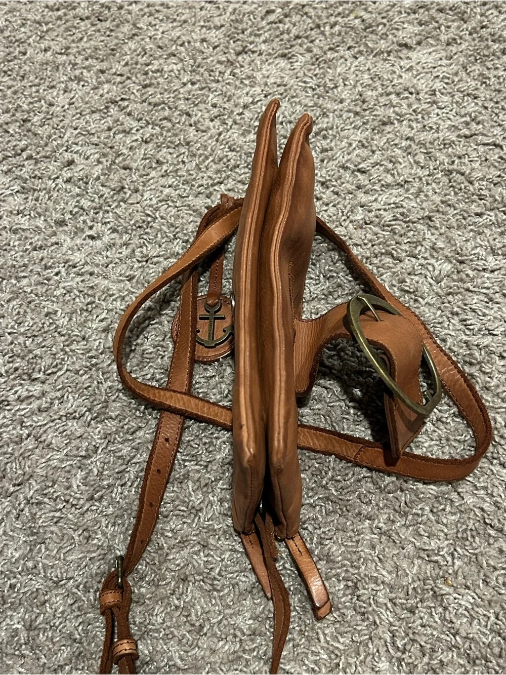 Harbour  2Nd Genuine Leather Luna Cognac Crossbody Belt Purse Bag